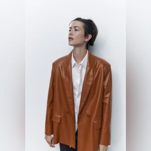 Zara Faux Leather Blazer